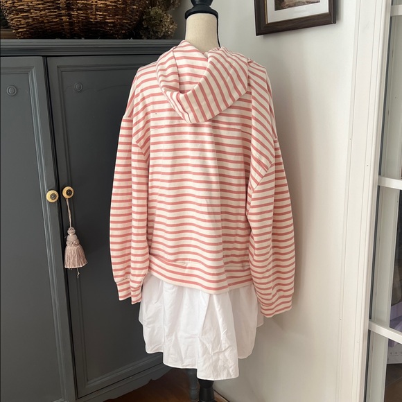 Anthropologie Pilcro Hooded Sweatshirt Twofer Mini Dress In Pink Combo - Picture 5 of 5
